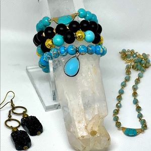 Bracelet, necklace and earrings set